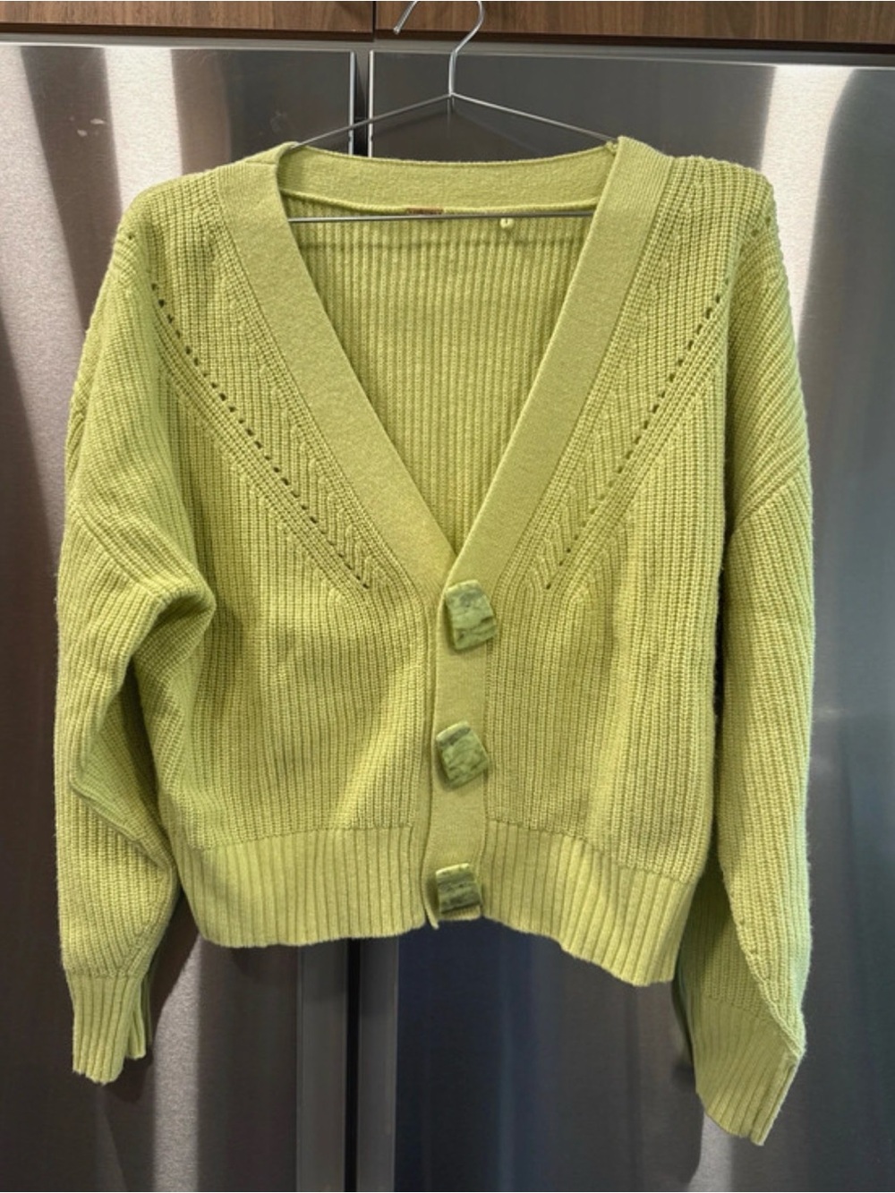 Cult Gaia Merino Cashmere limegreen cardigan